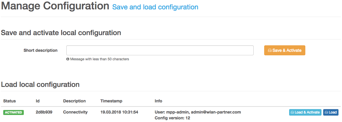 manage configuration
