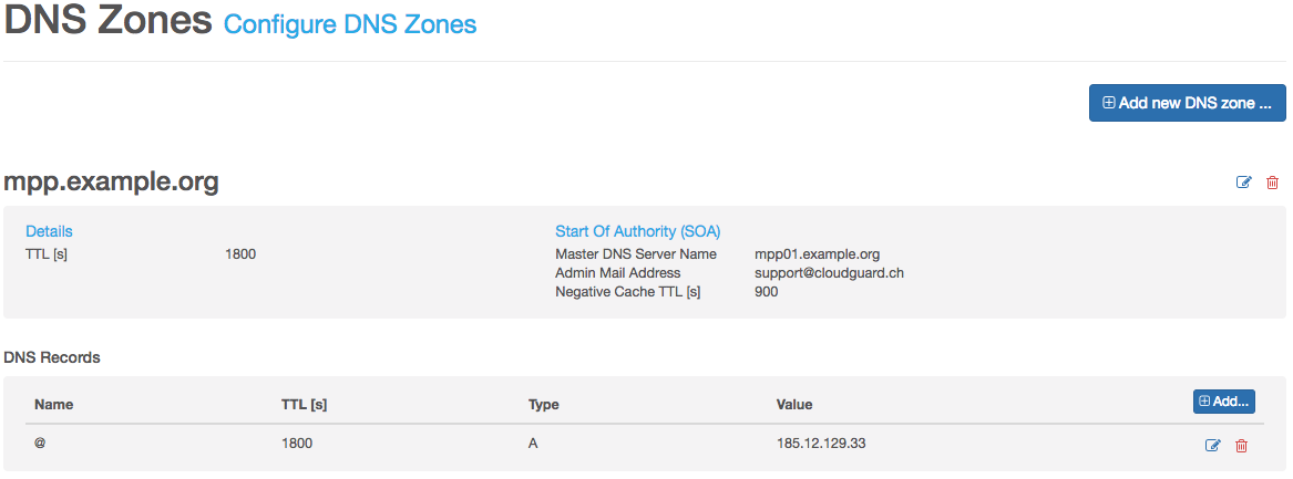 dns zones
