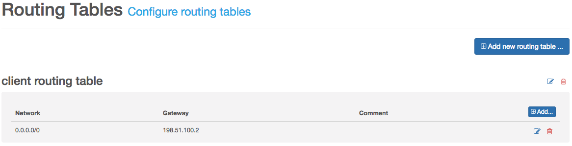 client routing table