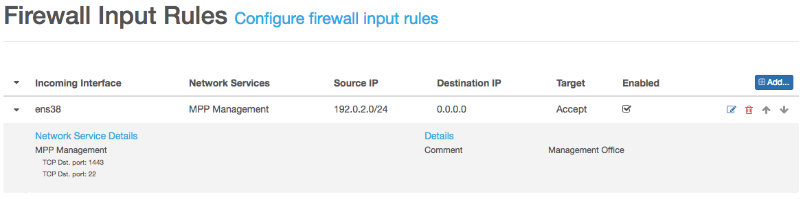 system fw input rules