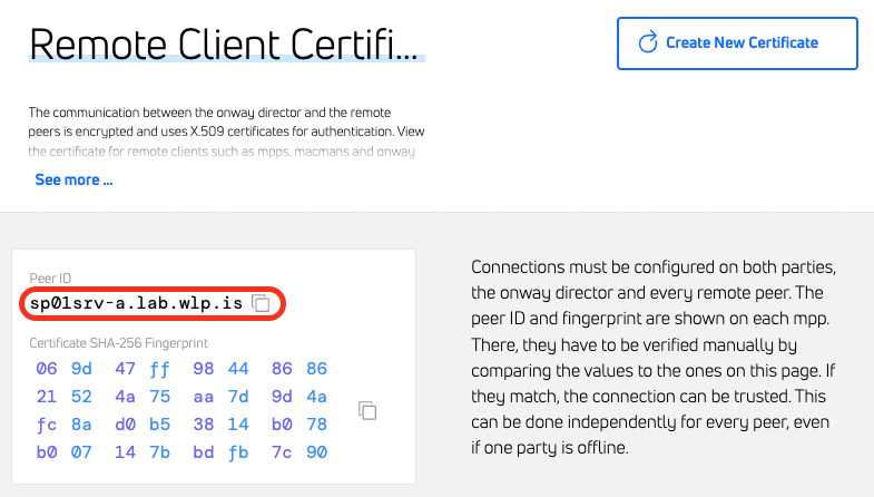 new remote client certificate